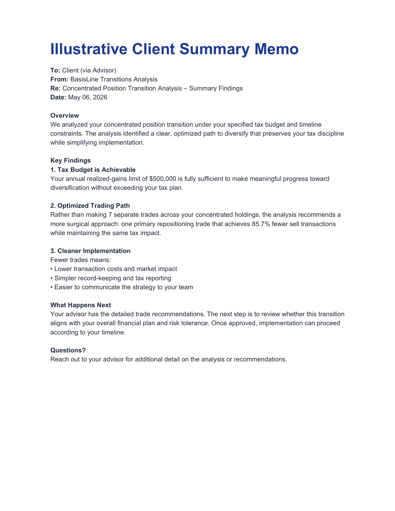 Sample pilot outcome report &mdash; illustrative pilot readout memo